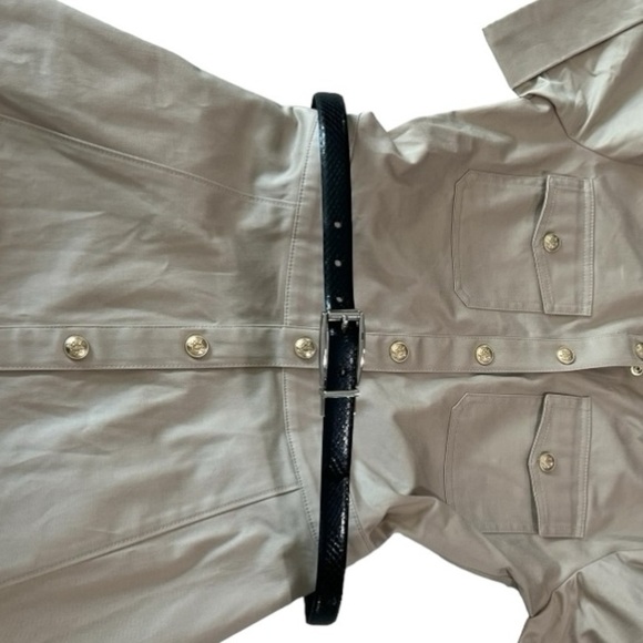 J.Crew Twill Khaki Snap Collared Fit Flare Shirtdress Size 00 BY839 NEW - Picture 4 of 15